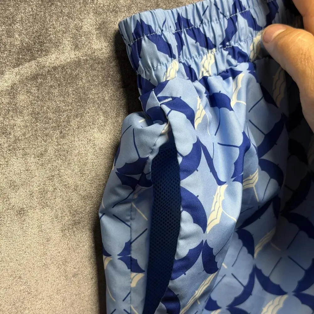 Puma Shorts Mens XL Blue Swim Mesh Lined Umbrella Print Drawstring Pockets
